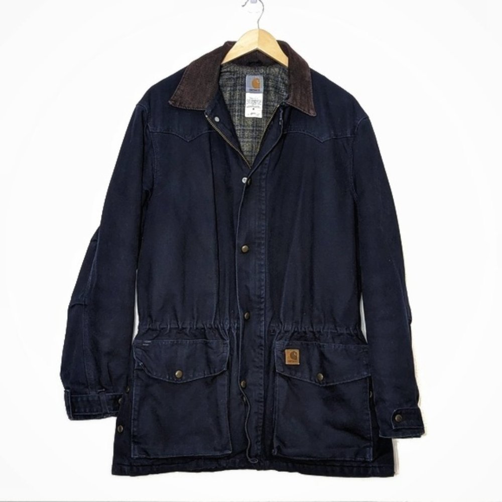 Vintage Carhartt C52 Blanket Lined Chore Coat Navy Blue M